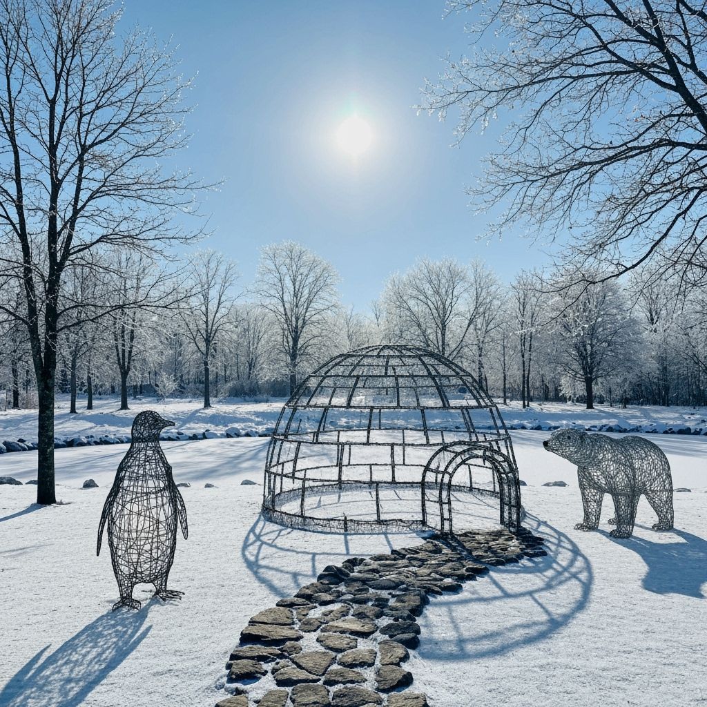 Wire Sculpture of Arctic Scene with Igloo