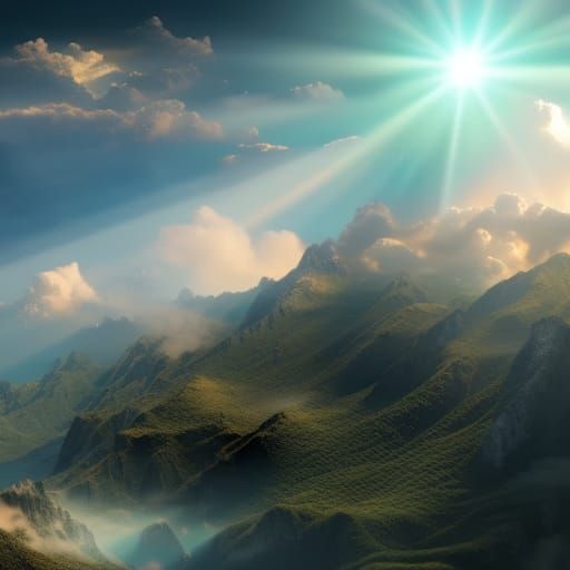 Heavenly Portal with Sunshine and Divine Clouds