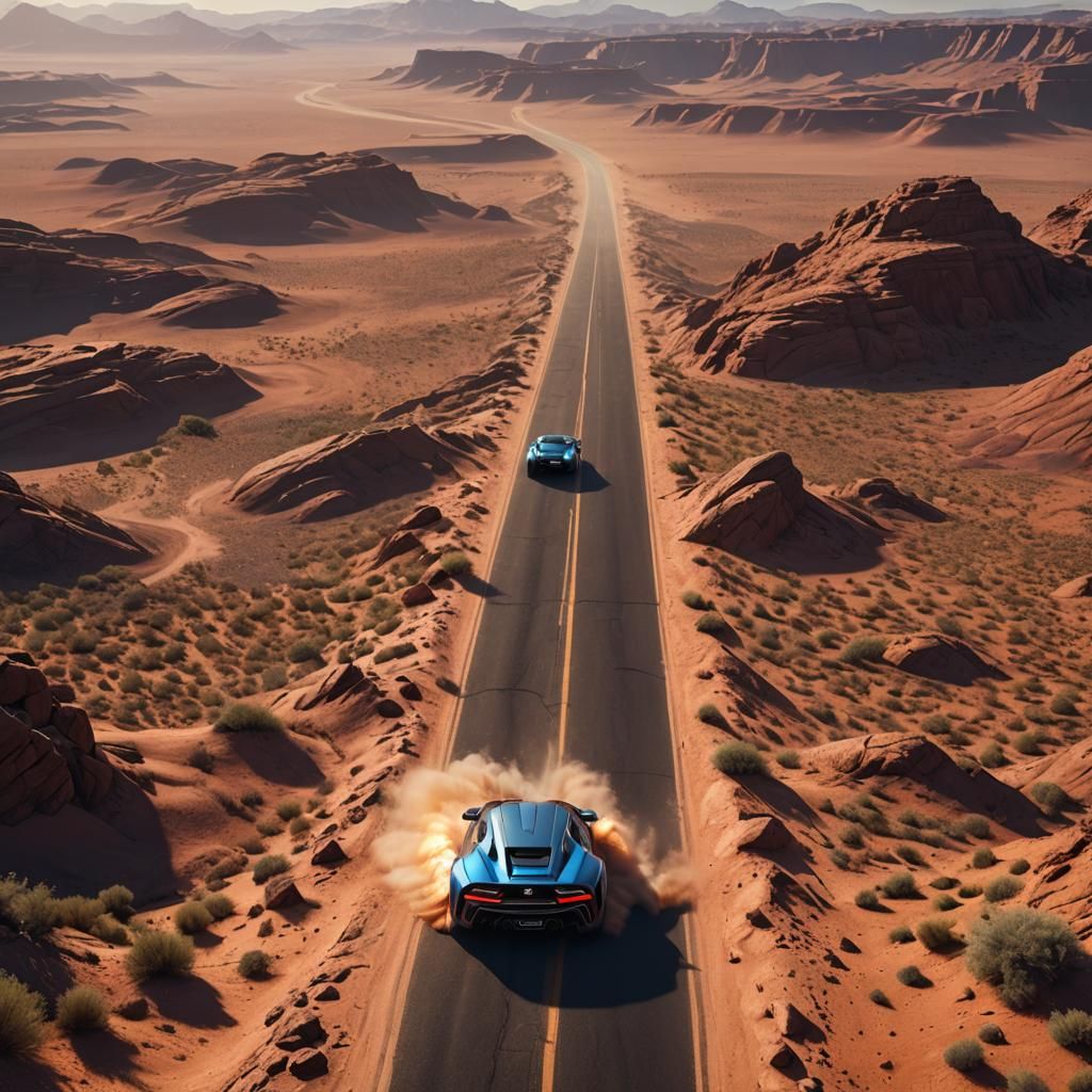 Futuristic War Car on Desert Highway
