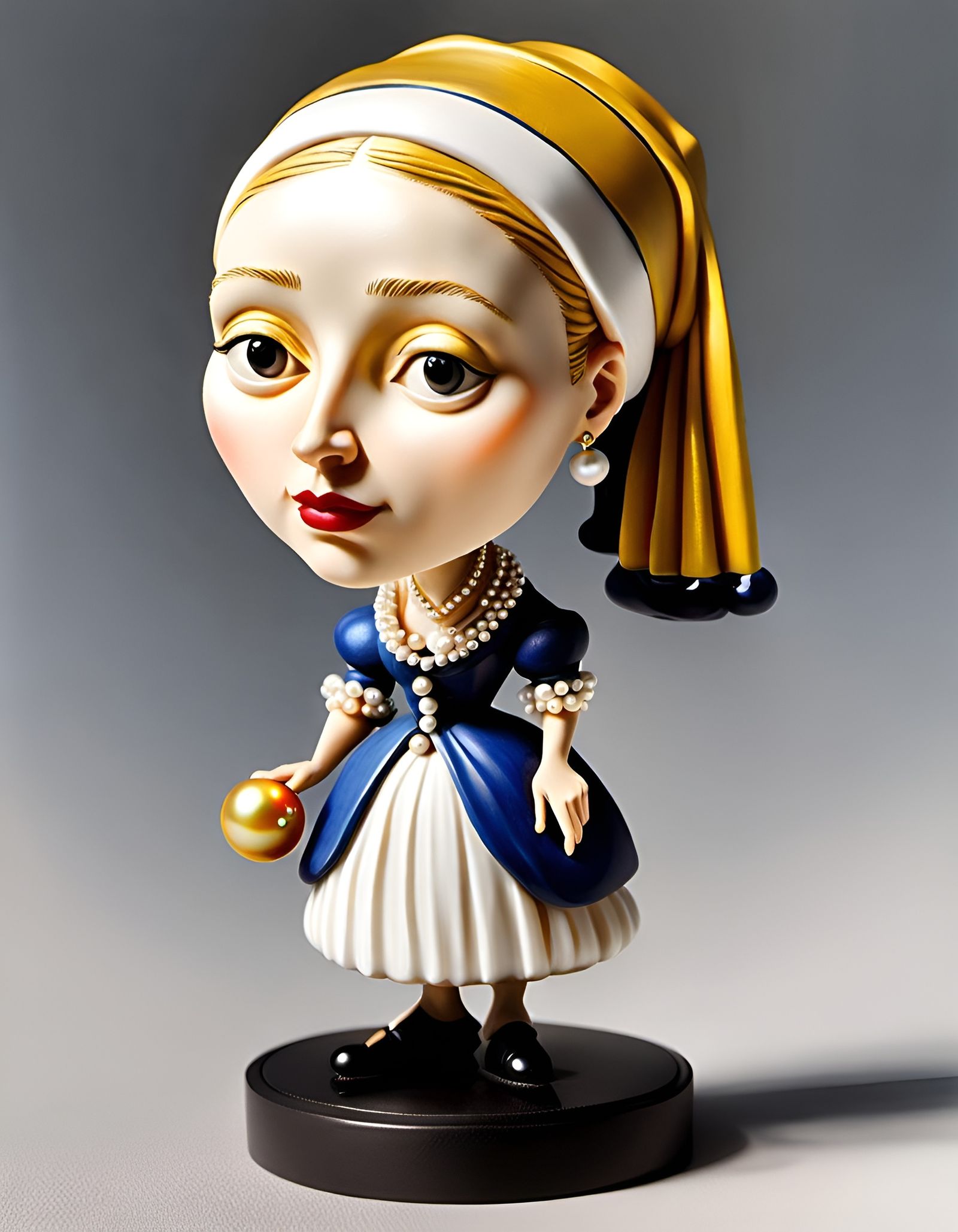 Hyperrealistic Bobblehead Figurine in Vermeer Style