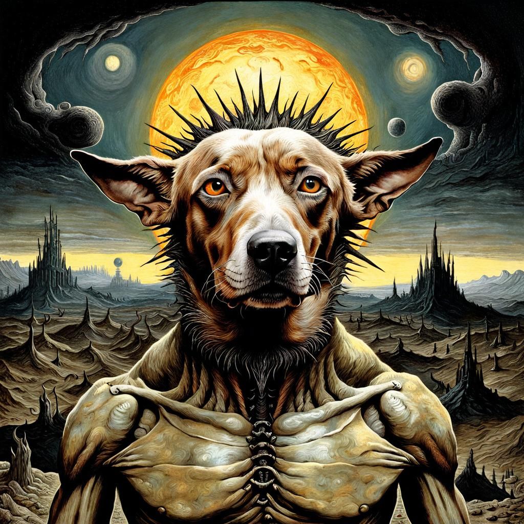 Nightmarish Cosmic Horror Scene in Style of Doré