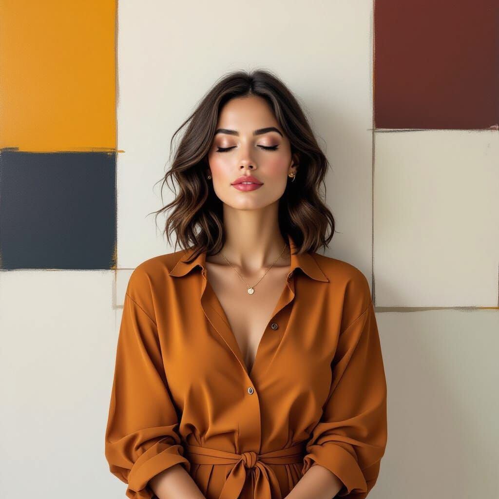 Meditative Figure in Mist, Abstract Art Style