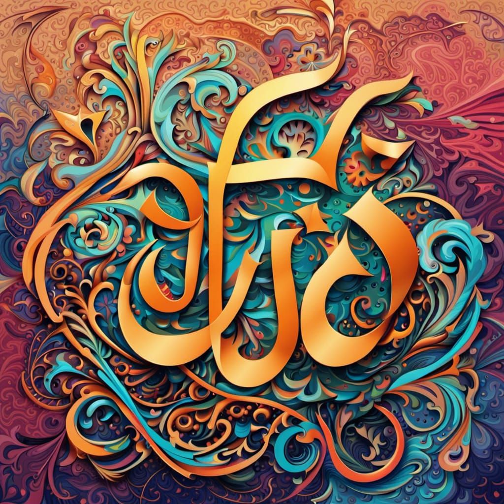 Arabic Calligraphy of Allah in Abstract Art