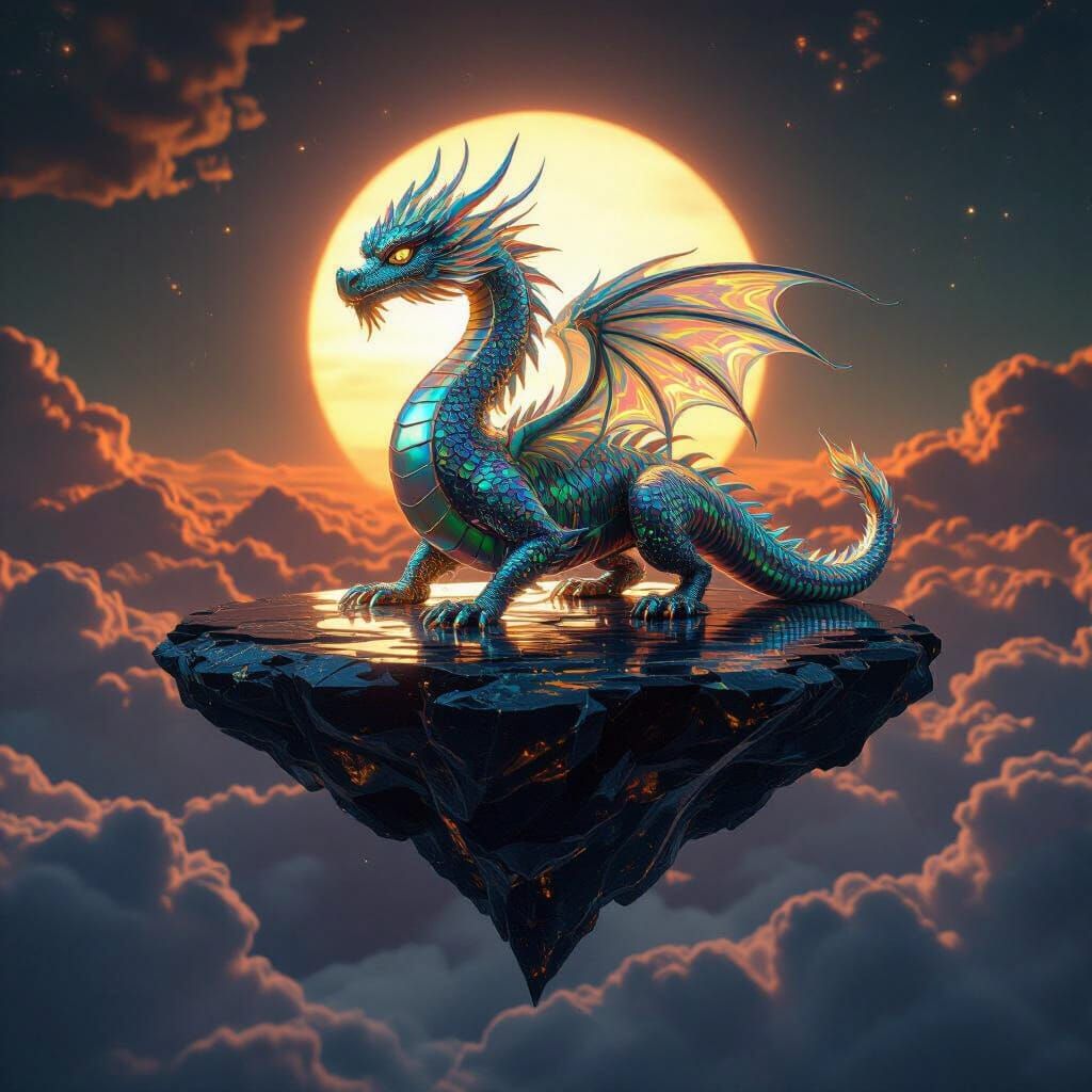 Glass Dragon Sculpture on Obsidian Island