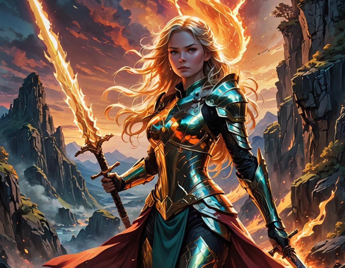 Aurora Wielding Flames in Anime-Inspired 3D Scene