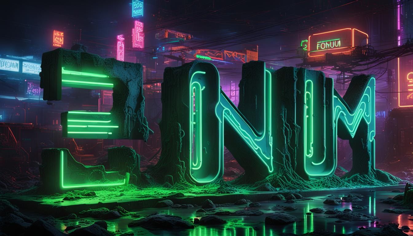 Futuristic Neon Sign on Black Background
