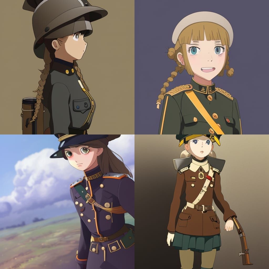 Girl in WWI Uniform, Studio Ghibli Anime Key Visual