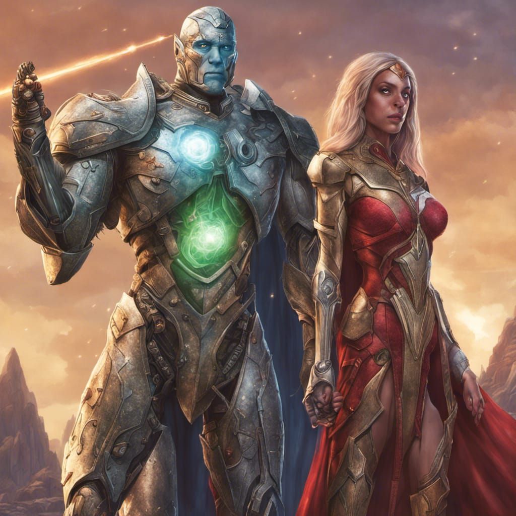 Vision and Wanda as D&D Characters in Comic Art