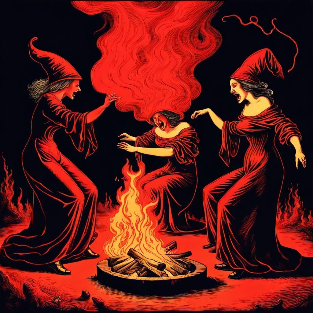 Witches' Coven in a Surreal Renaissance Style