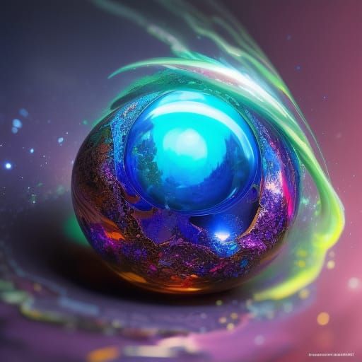 Translucent Orb with Detailed Forest: Hyperreal Digital Art