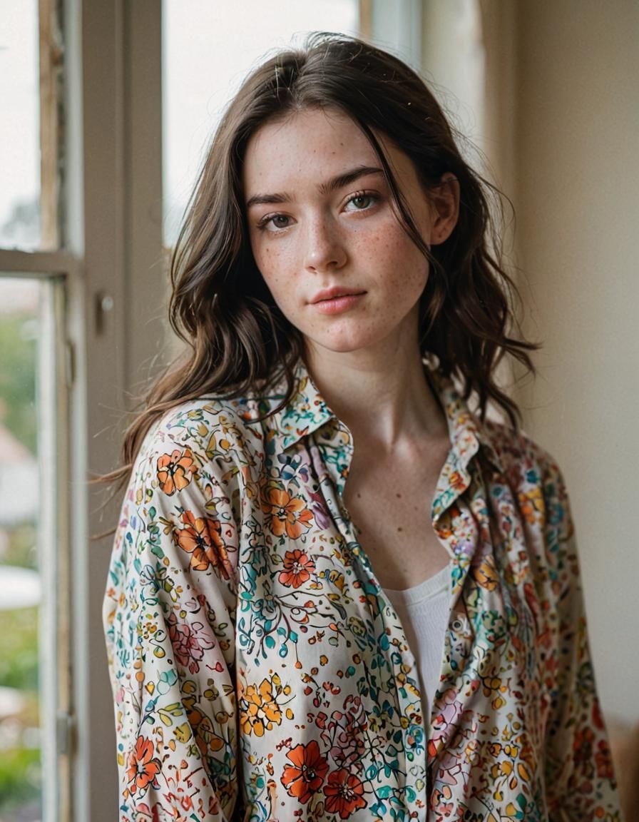 Softbox Portrait of Girl in Flowered Shirt