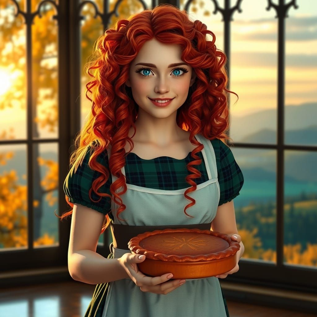 Princess Merida in Autumn Landscape Concept Art