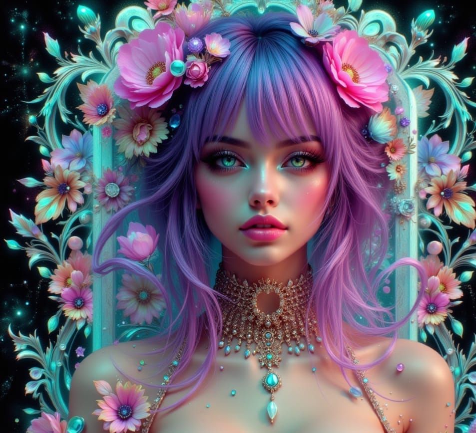 Rainbow Doll Woman in Superflat Style