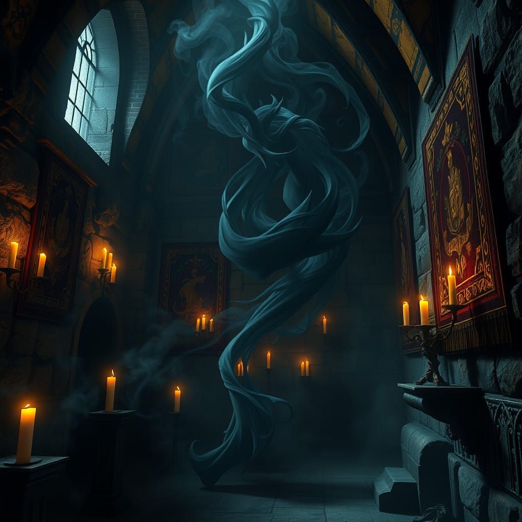 Ethereal Darkness Wafts Through Medieval Chamber