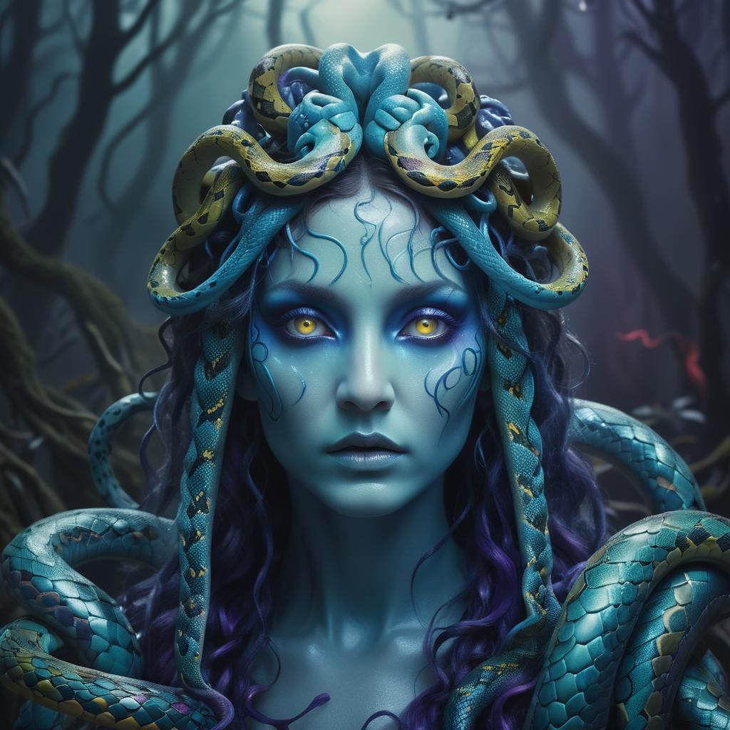 Medusa in Mystical Forest: Surreal Fantasy Art