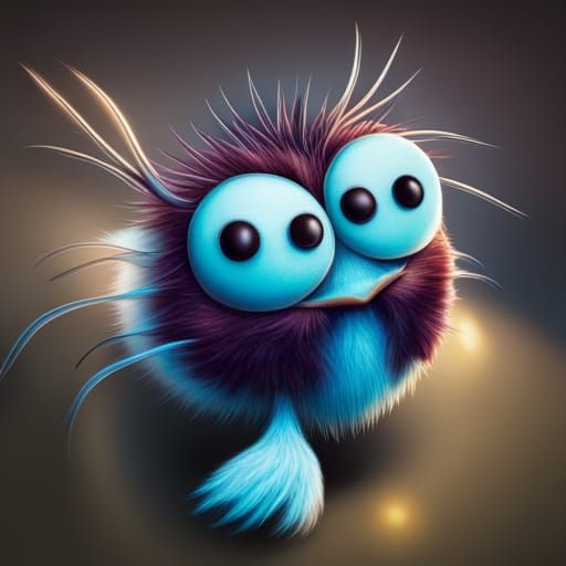 Adorable Furry Spider with Owl Eyes Illustration