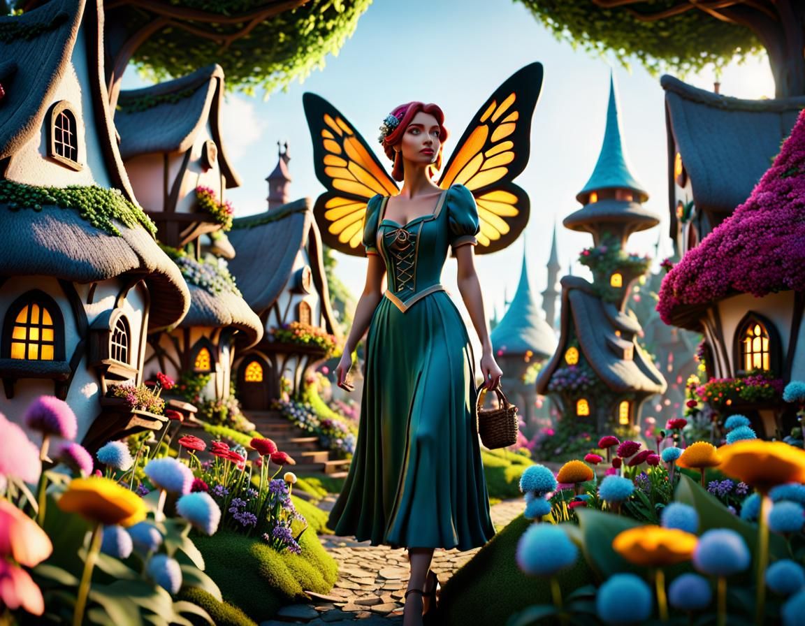 Enchanting Fairy Village with Volumetric Lighting