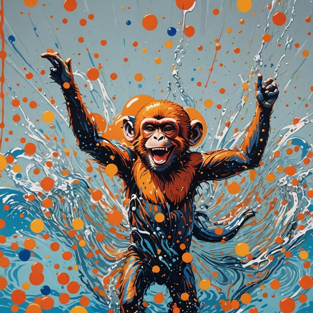 Monkey Cannonball in Pop Art Style