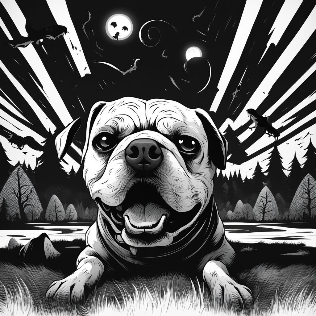 Menacing Dog Portrait in Black and White