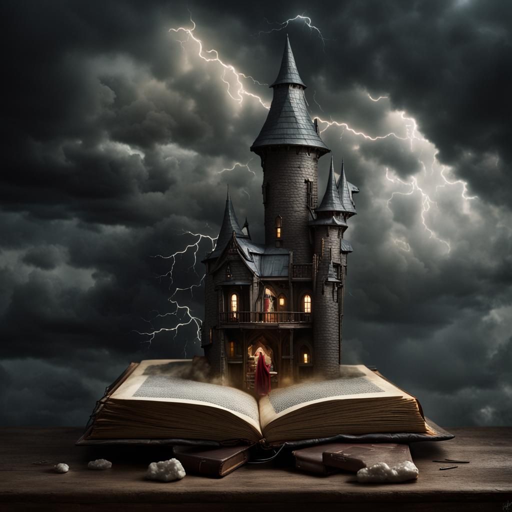 Dark Fantasy Wizard Bouncy Castle in Storm