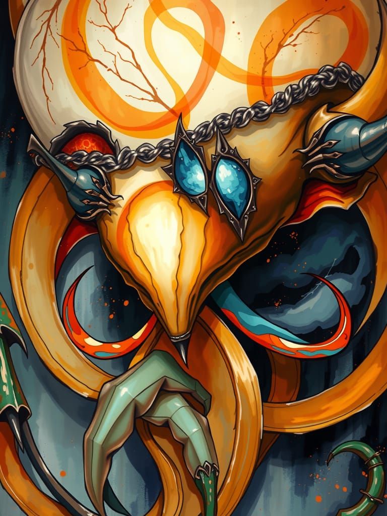 Symbolic Devil in Expressive Art Nouveau Style