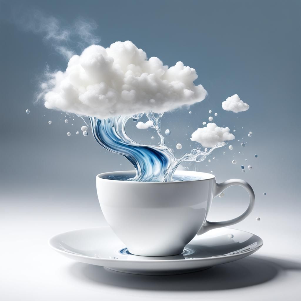 Surreal Liquid Cloud Silhouette in Dreamlike Scene