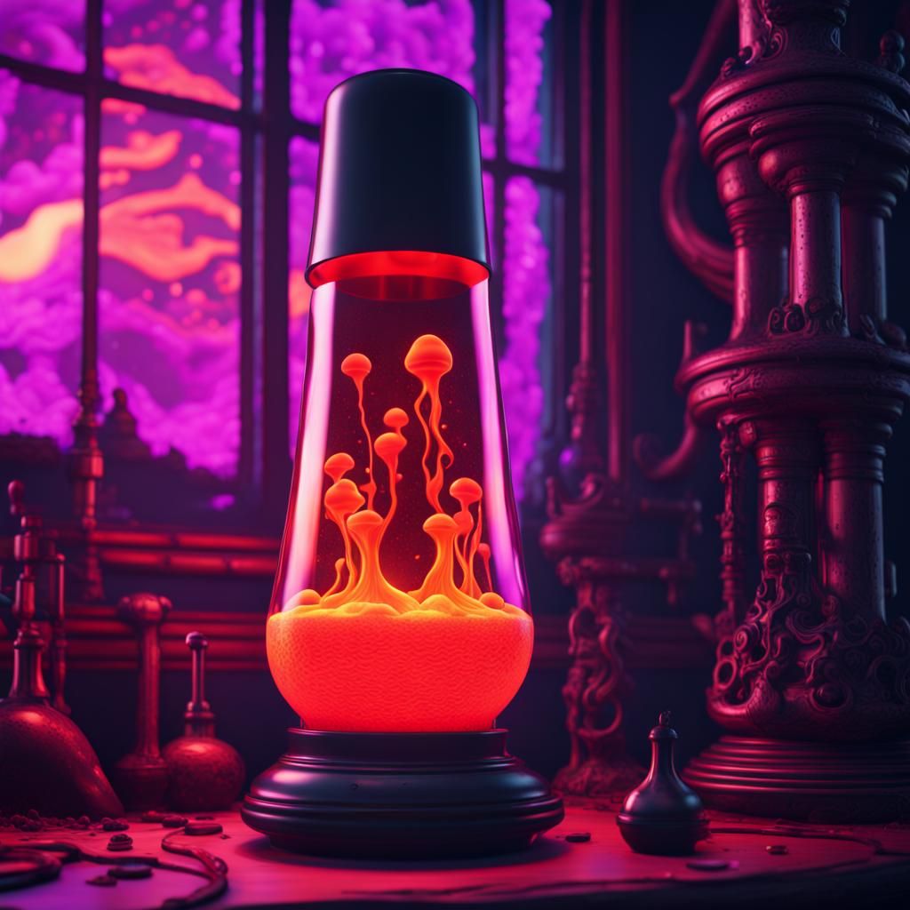 Vintage Psychedelic Lava Lamp in Detailed Matte Painting