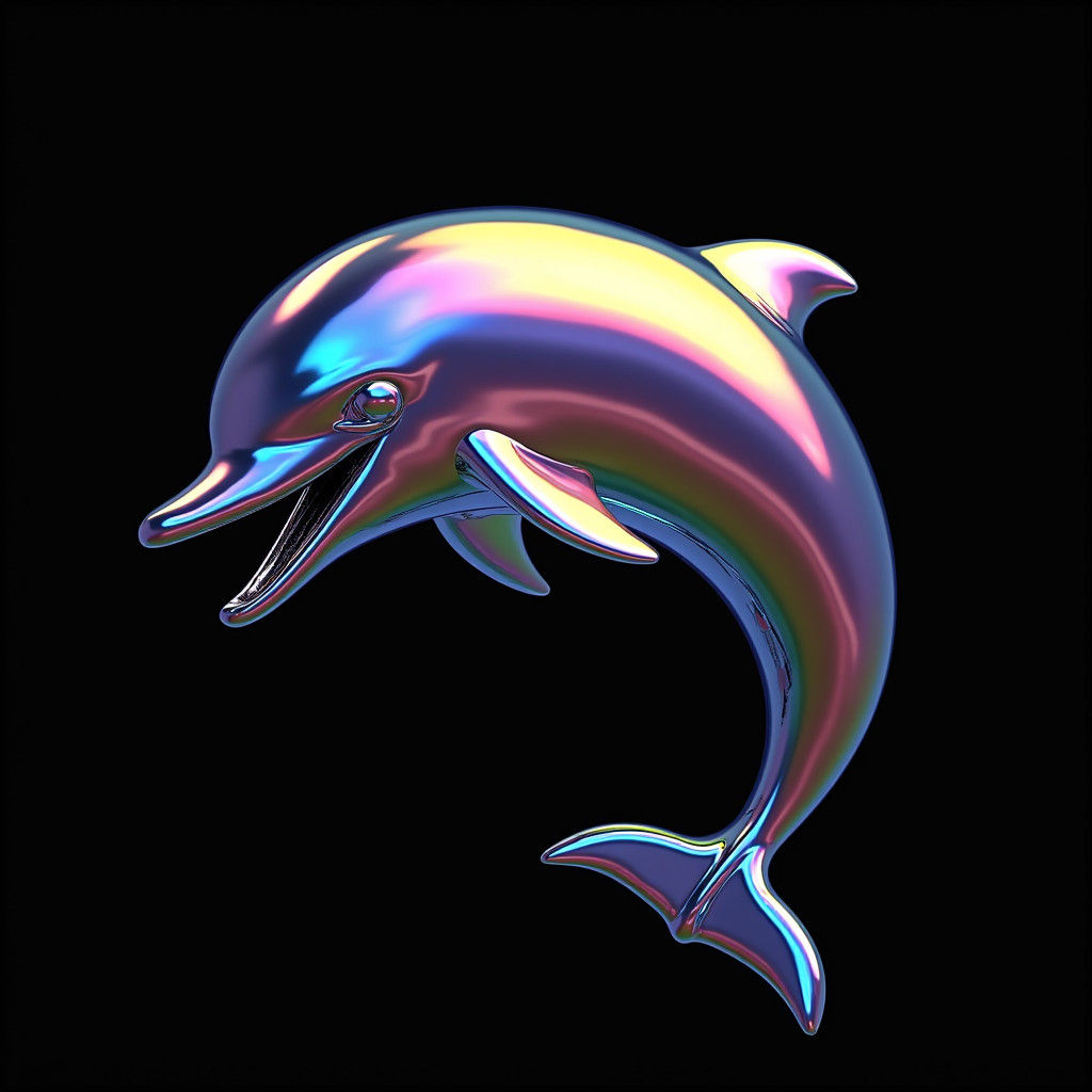 Rainbow Chrome Dolphin in Surreal 8K Detail