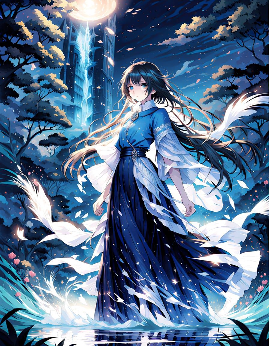 Ethereal Anime Goddess Radiates Inner Light