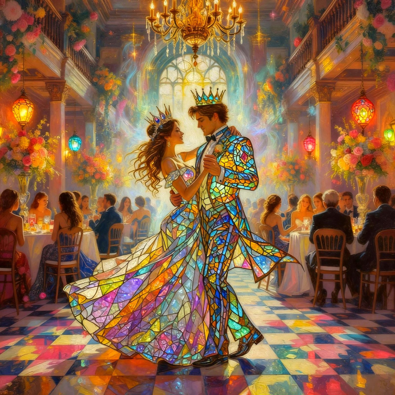 Victorian Ballroom Dance in Stained Glass Attire