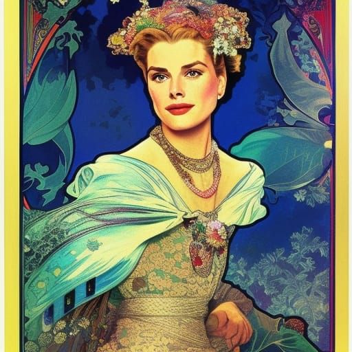Grace Kelly Portrait in Art Deco Style