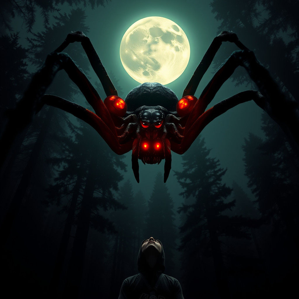 Gargantuan Black Widow Spider in Redwood Forest