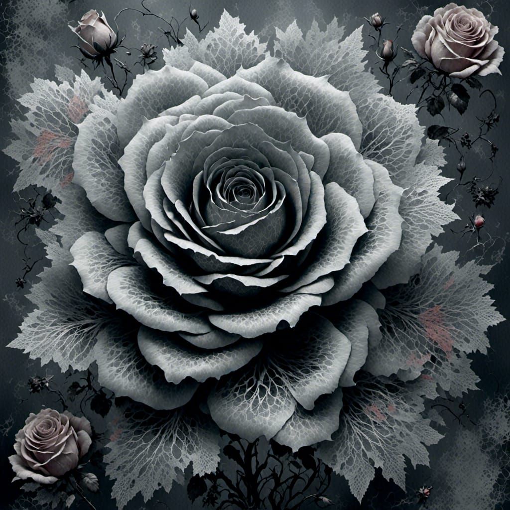 Tragic Red Rose with Rainbow Lace Flowers