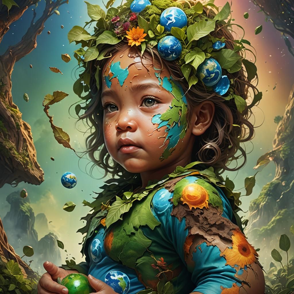 Hyperrealistic Baby as Mother Earth Concept Art