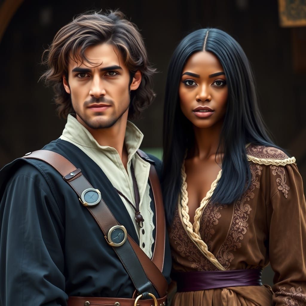 Warlock and Woman in Three Musketeers Setting