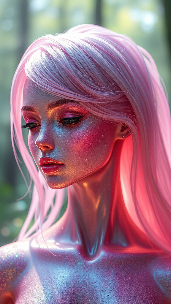 Ethereal Slime Goddess in Iridescent Splendor