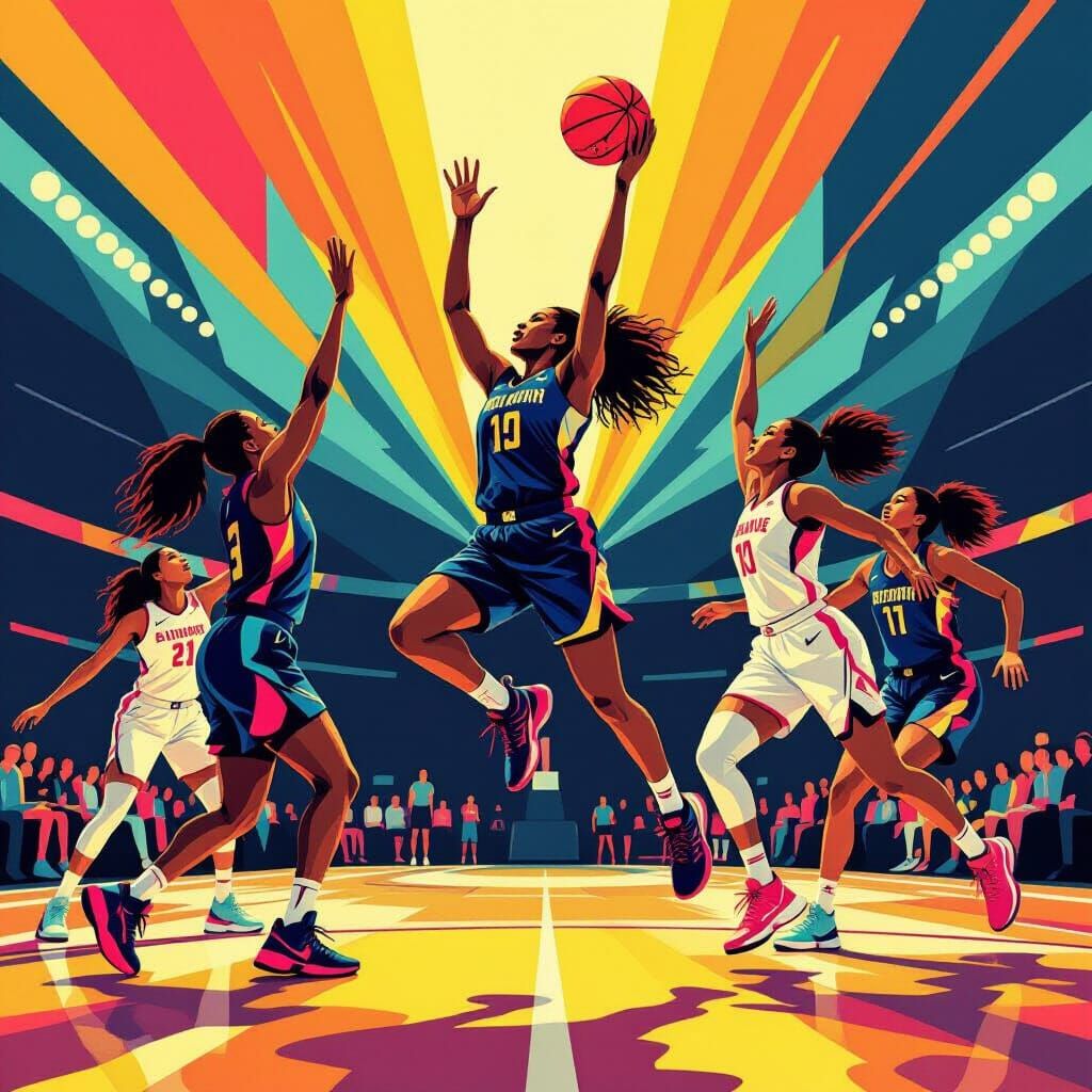 Dynamic Women's Basketball Team About to Score