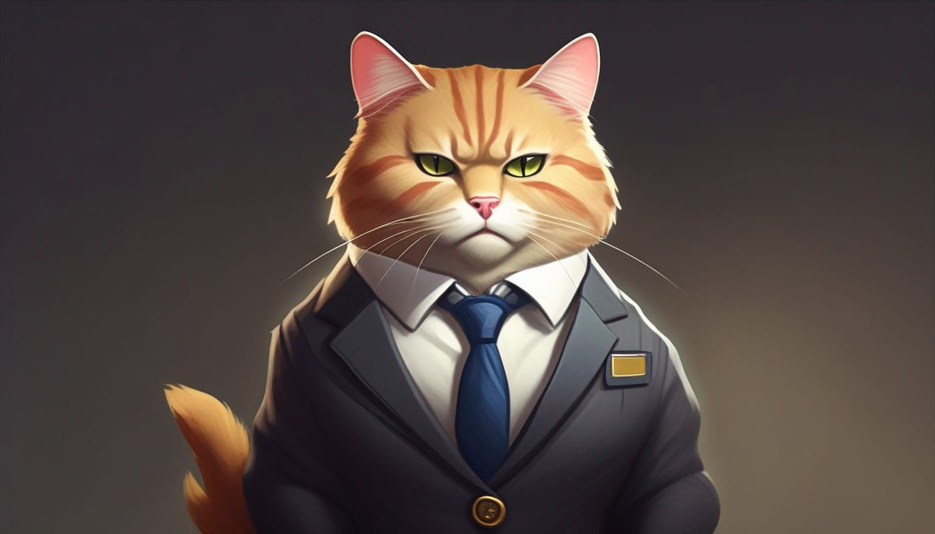 Business Cat in Suit Ready for Tour Guiding