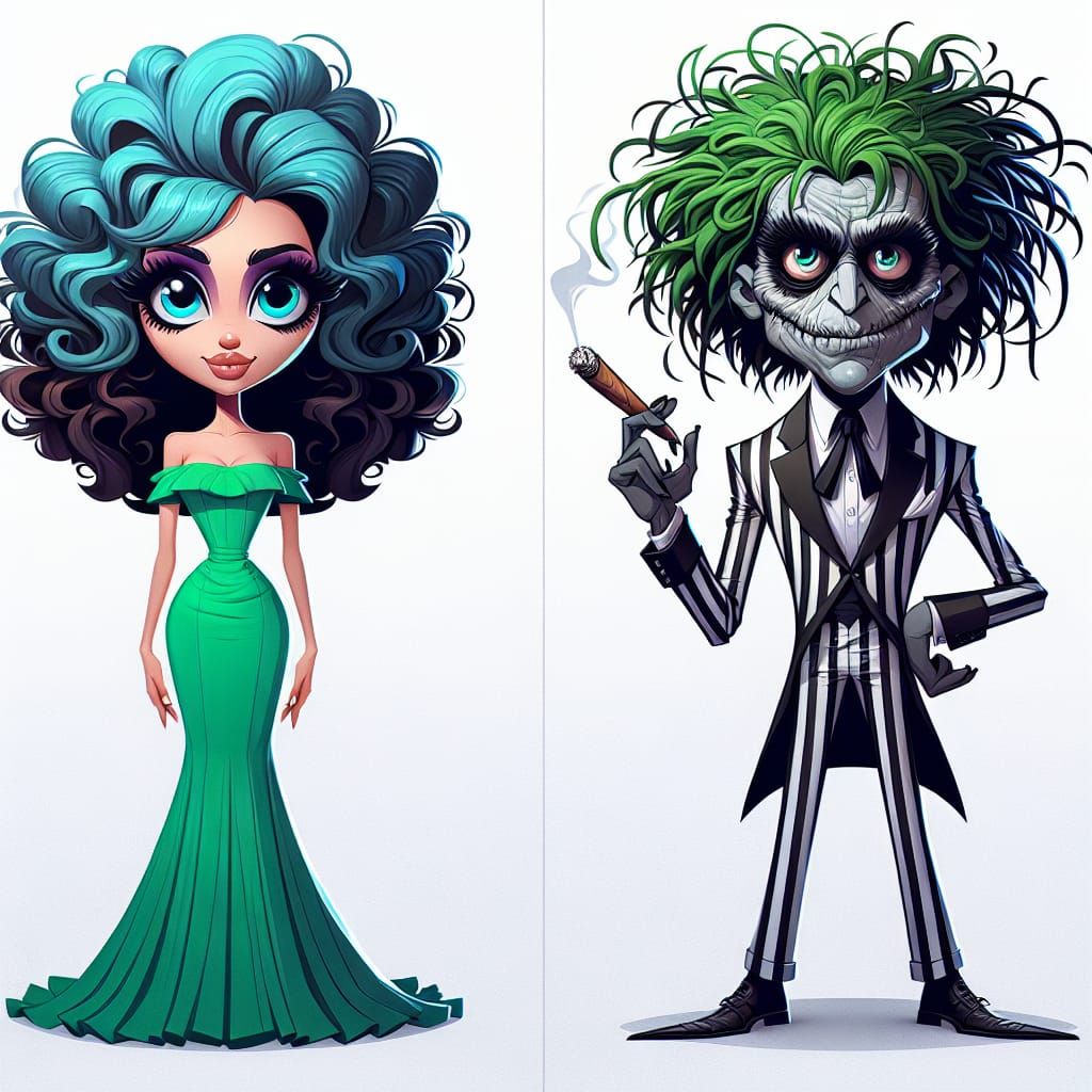 Marge Simpson Meets Beetlejuice, Both Smoking