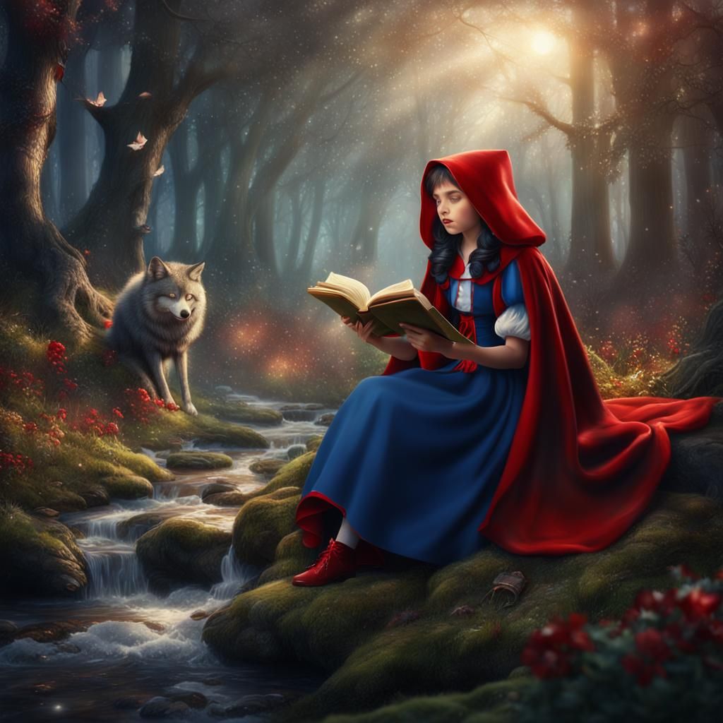 Snow White and Red Riding Hood in Forest