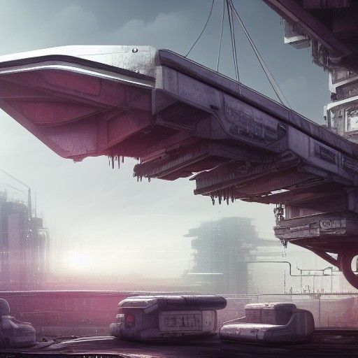 Gritty Cyberpunk Ship in Dystopian Setting