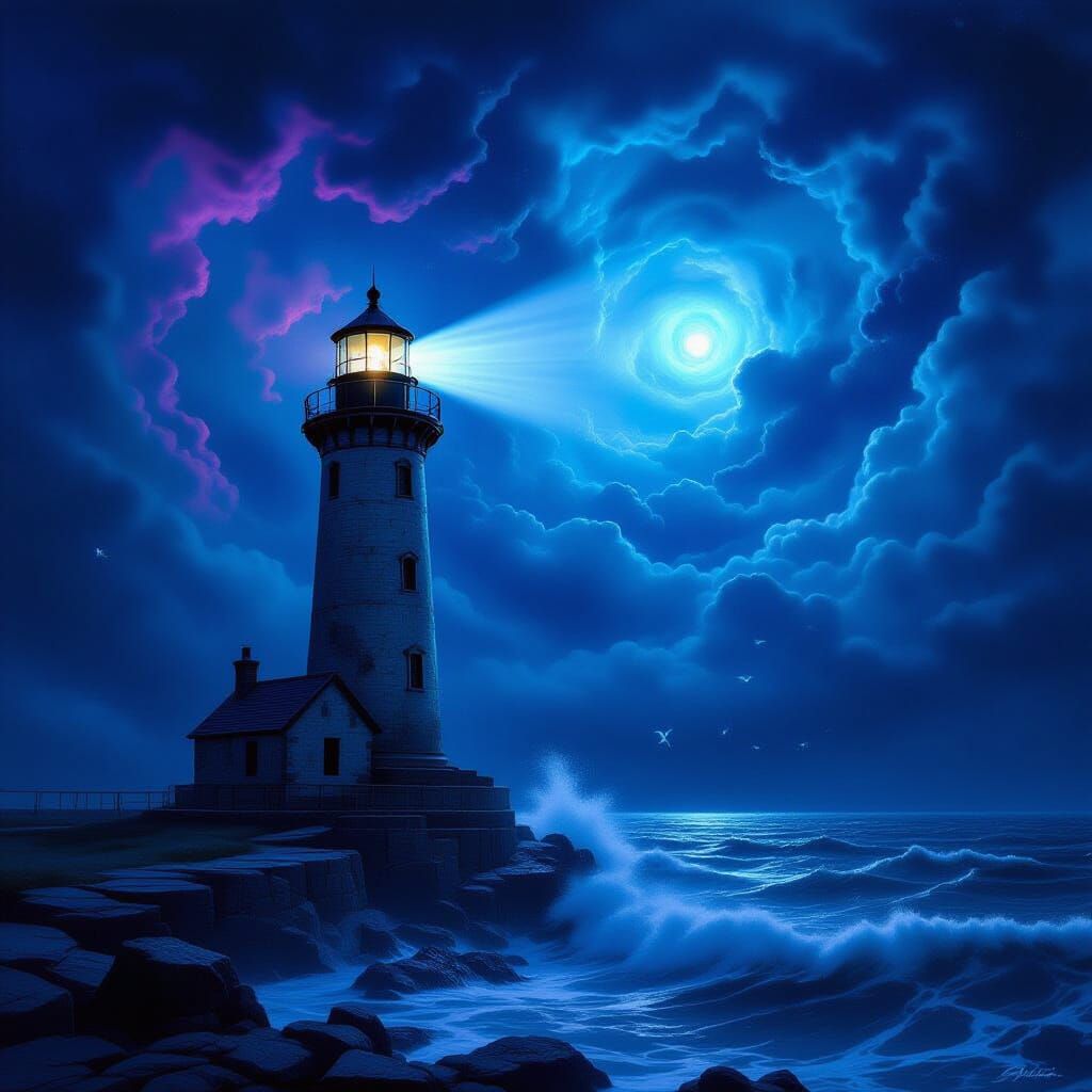 Cosmic Lighthouse in Dark Fantasy Style