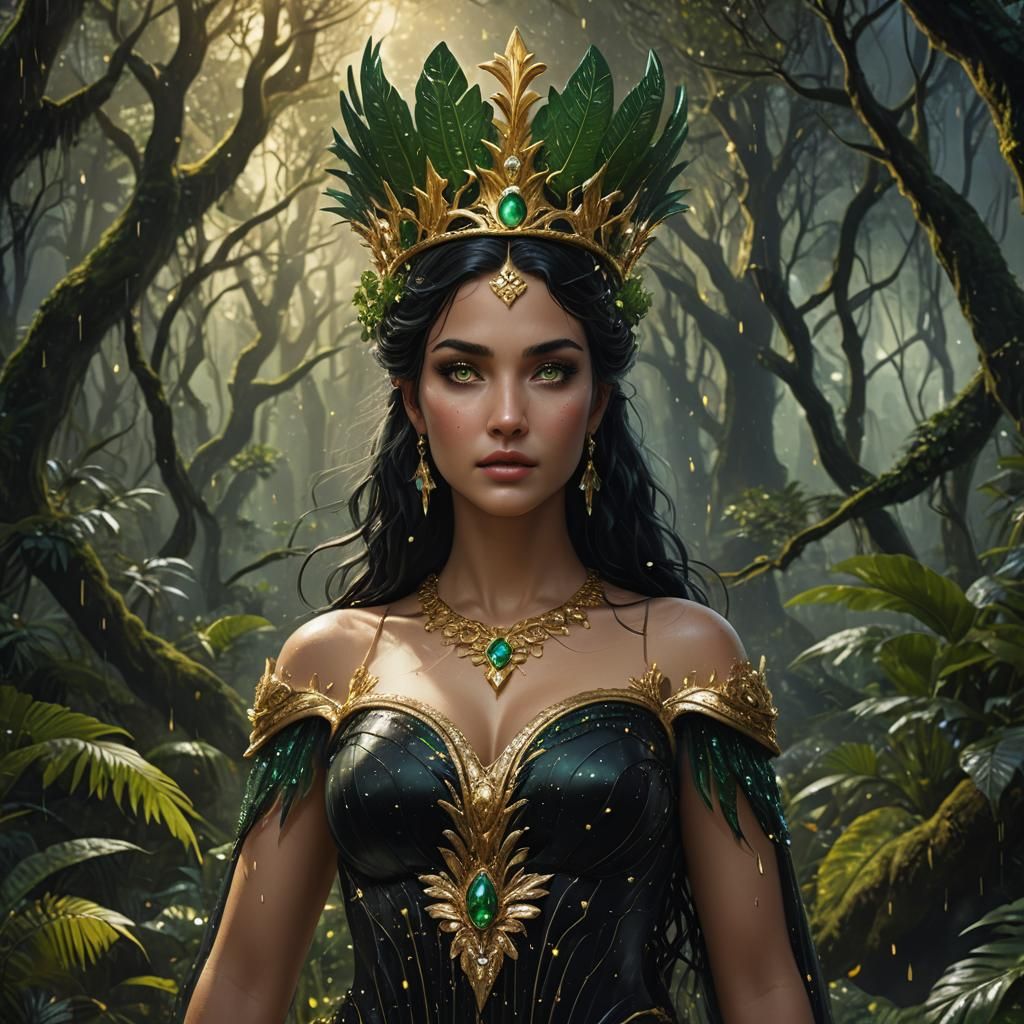 Aphrodite in Magical Rainforest: Fantasy Goddess Art