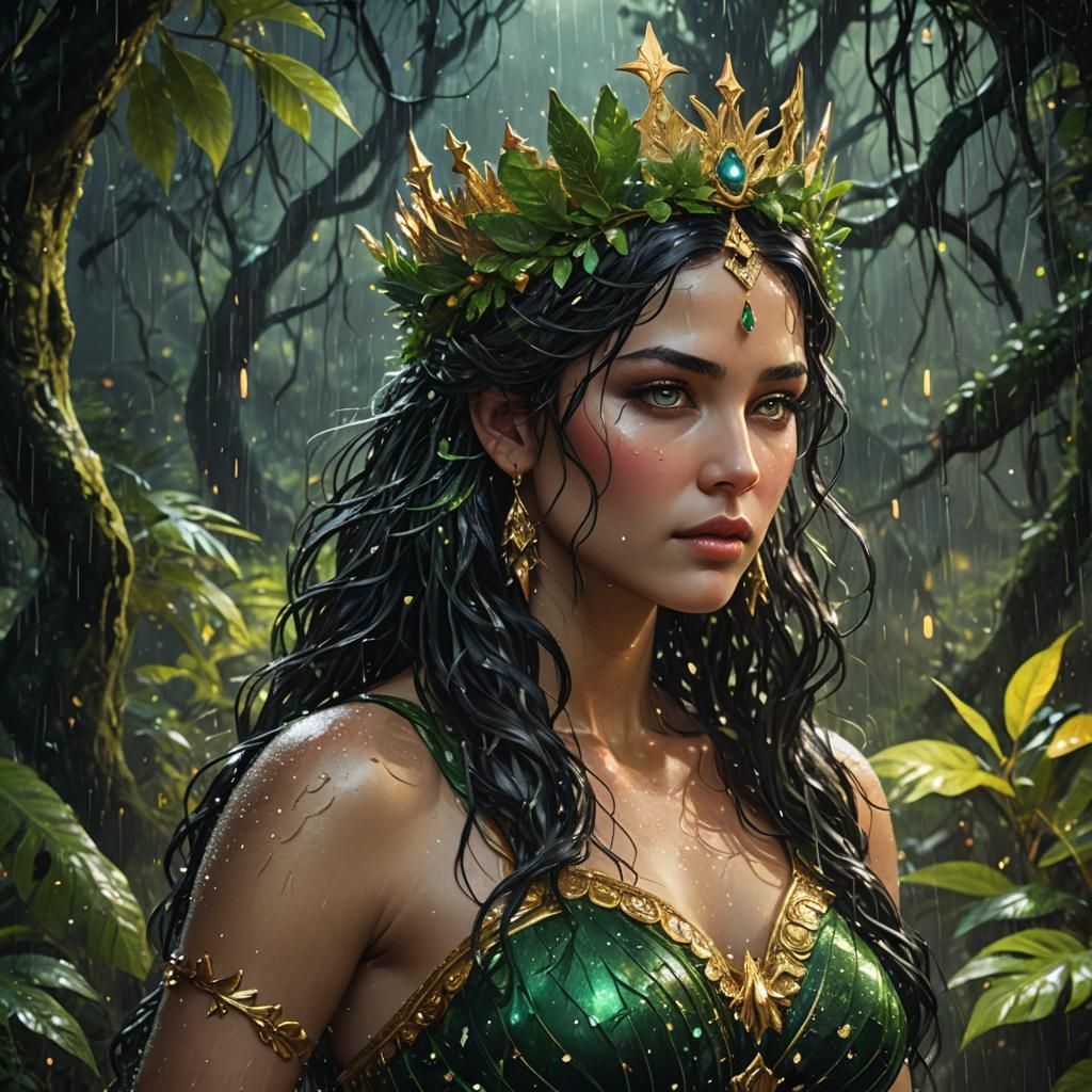 Aphrodite in Starry Rainforest: Digital Matte Painting