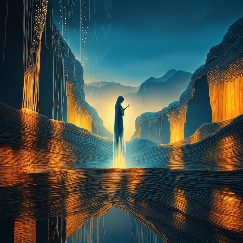 String Waterfall in Art Nouveau Style