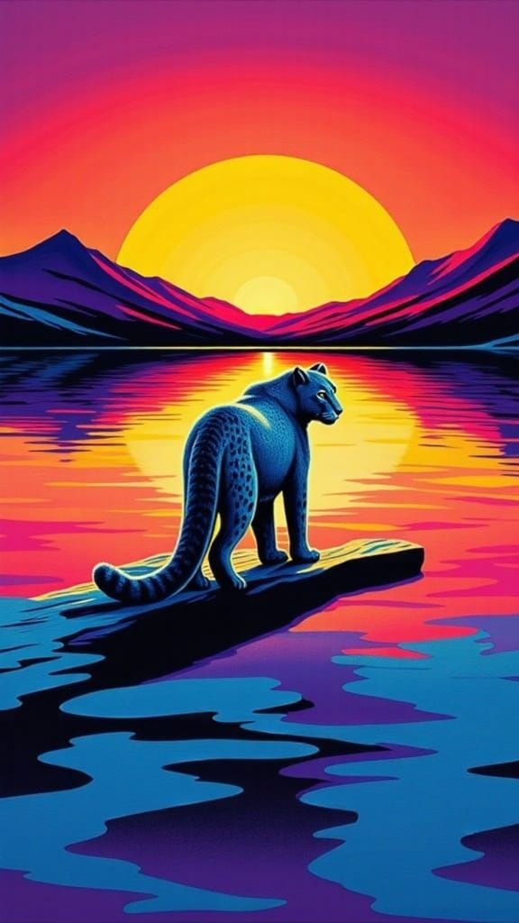 Snow Leopard by a Northern Lake <lora:Fortune:1.0> <lora:NIG...