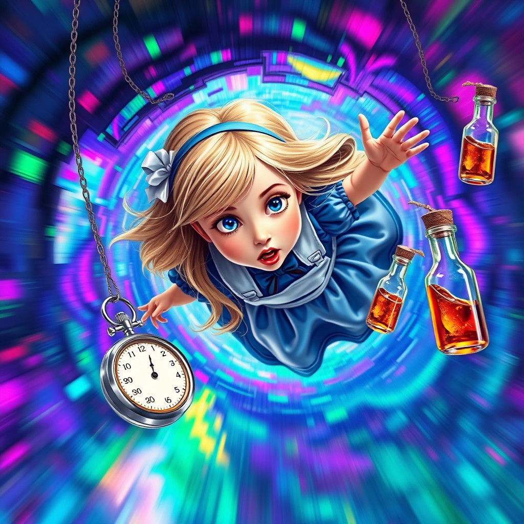Alice's Fall into Wonderland: A Surreal Descent