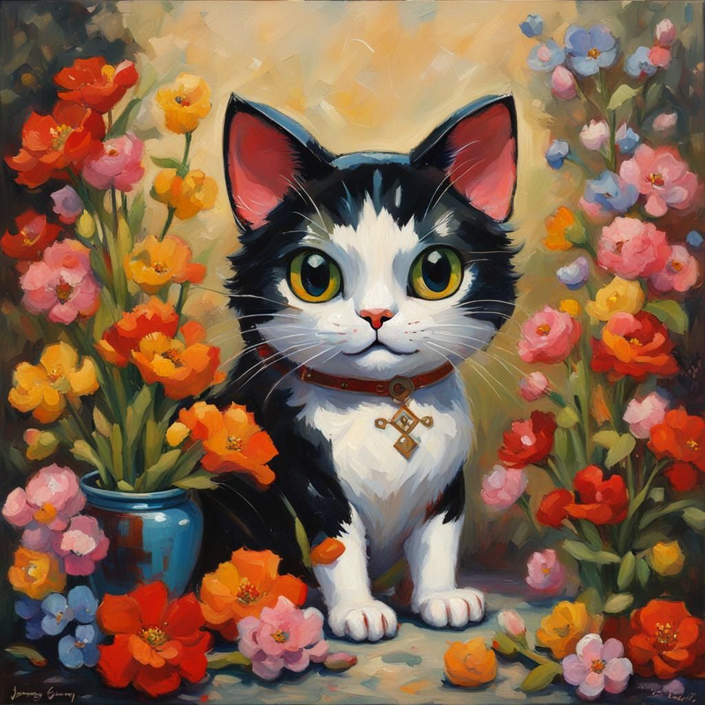 Maneki Neko Betty Boop in Oil Painting