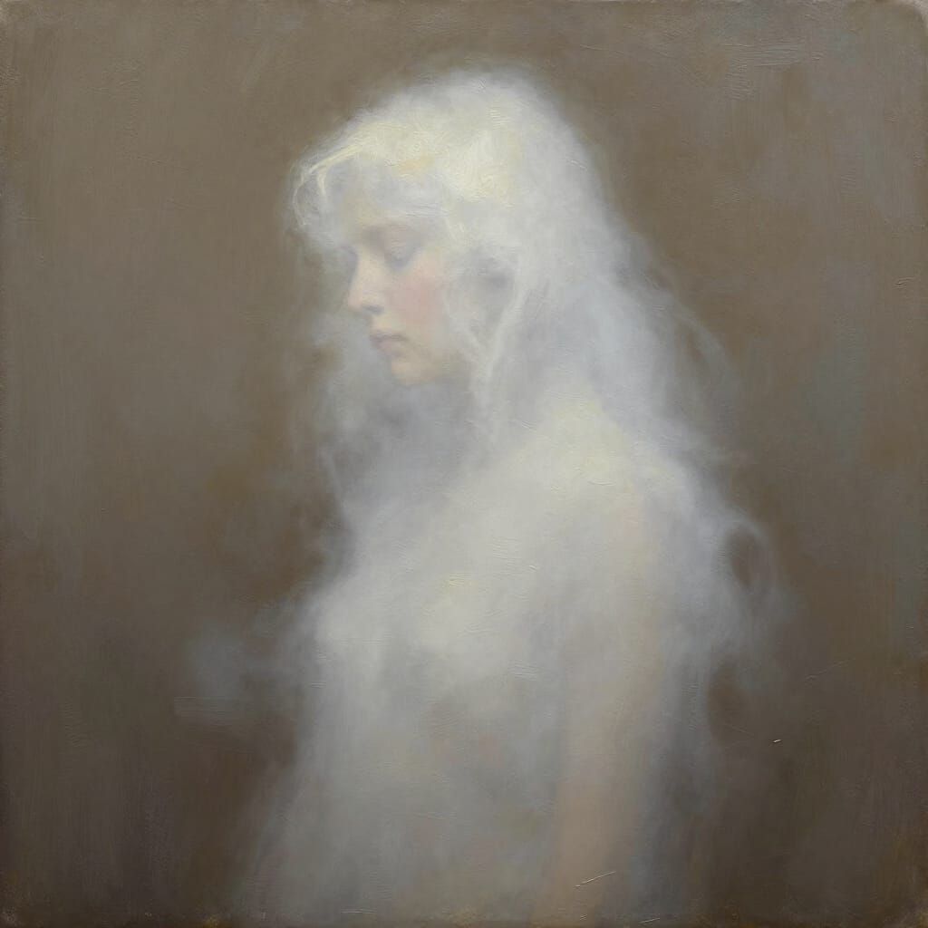 Ethereal Figure of Mist and Form in Oil Painting Style