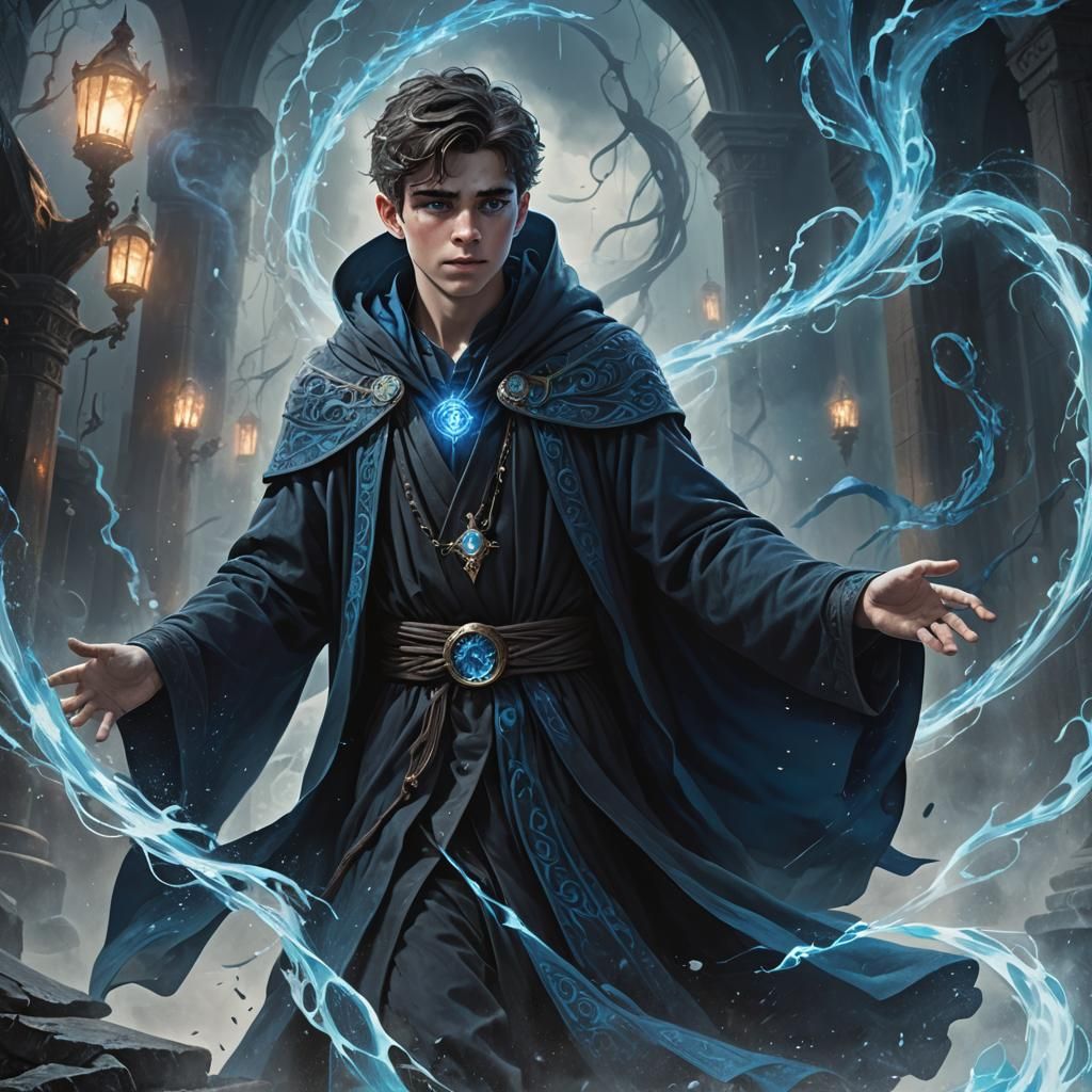 Teen Wizard with Dark Power, Fantasy Concept Art